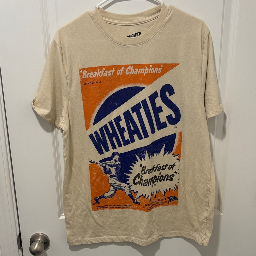 Graphic Tee - Cream with Orange & Blue Logo